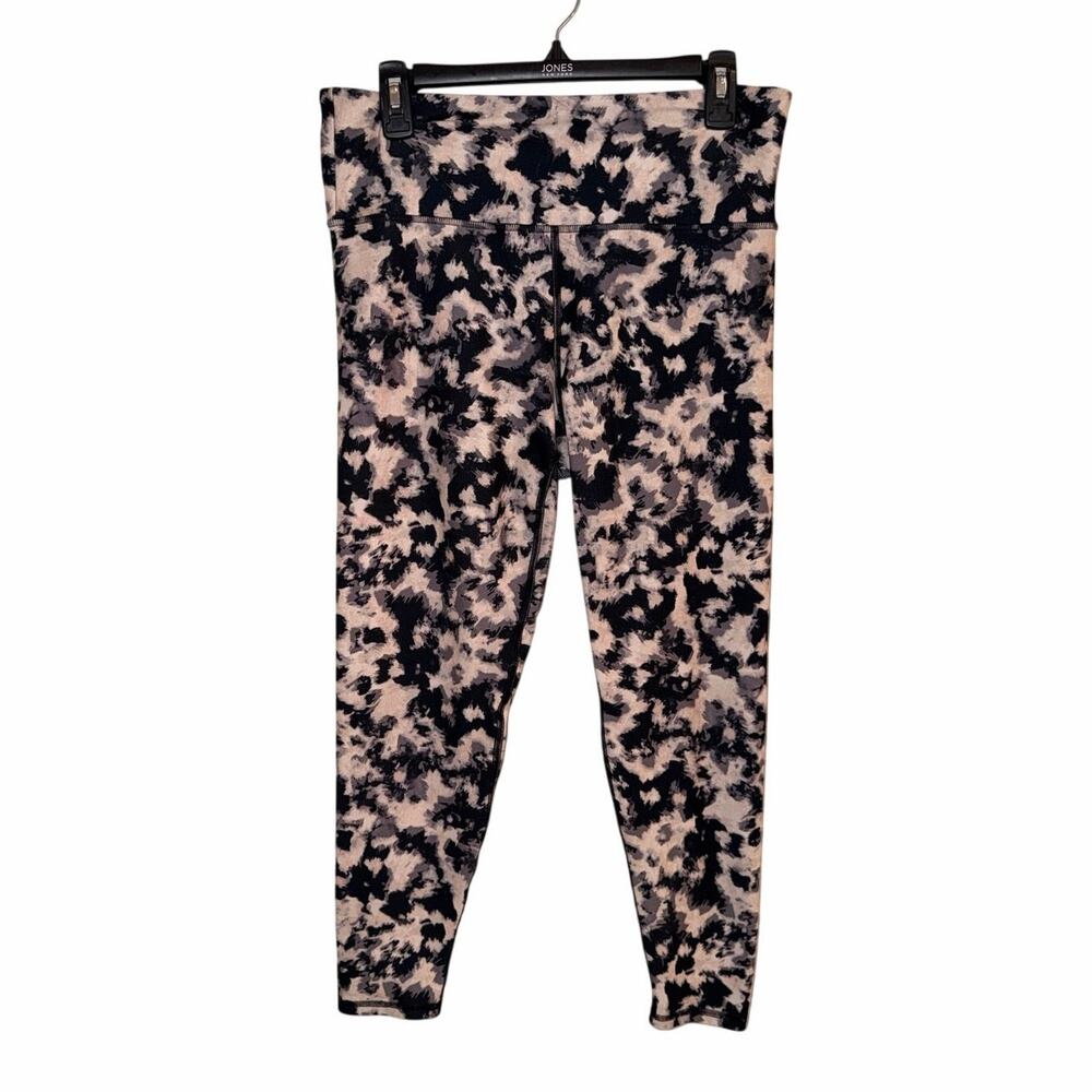 Jessica Simpson Active Women XL Black Gray Abstract Print High Rise Leggings